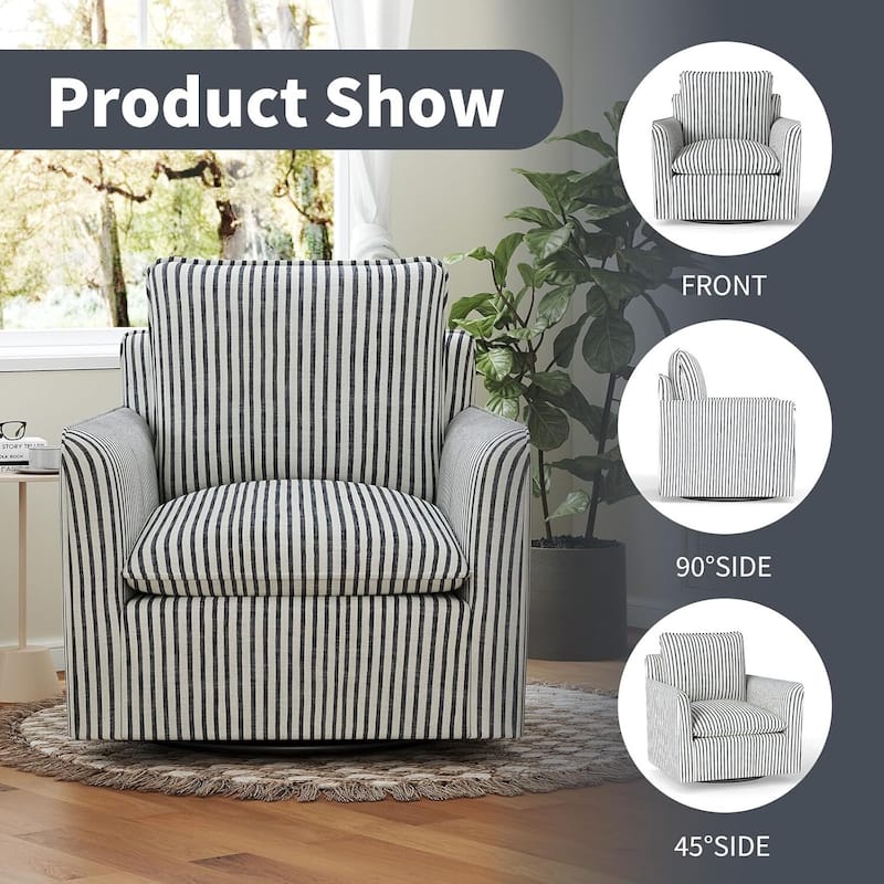 Swivel Accent Chair Swivel Barrel Reading Chair with Thick Padded Backrest Cushion