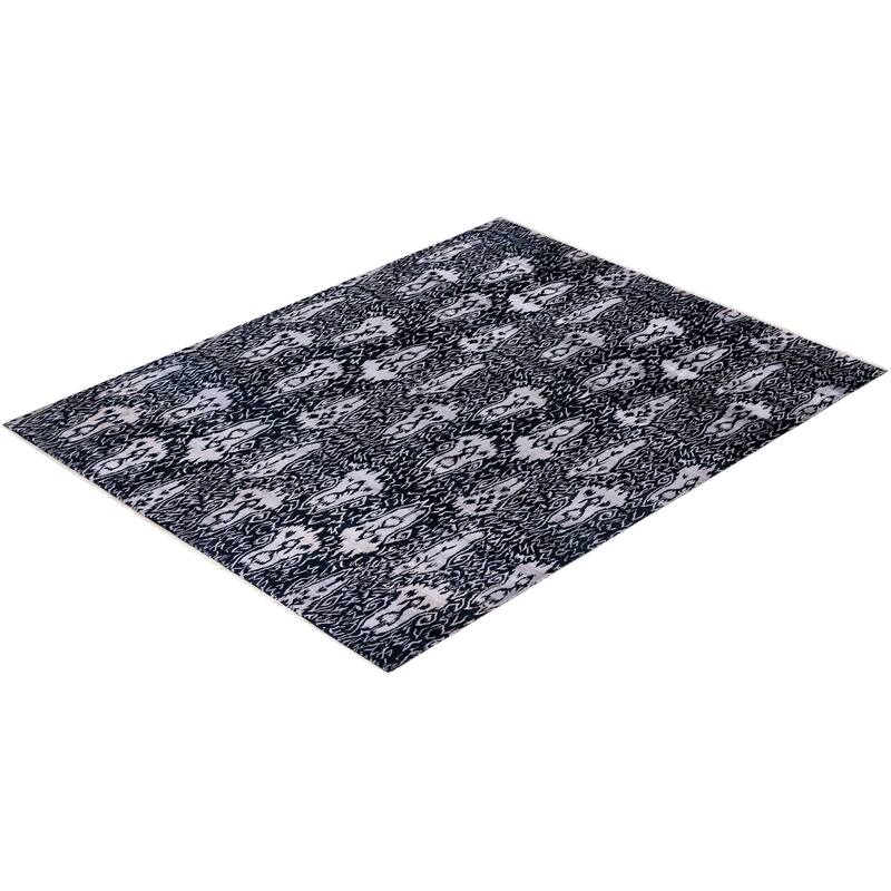 Ikat One-of-a-Kind Hand-Knotted Area Rug, Black - 8' 1" x 10' 4"