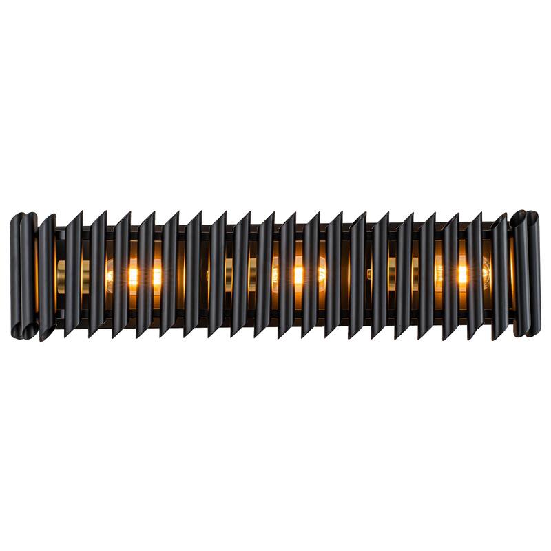 Black Angled Slatted Cylinder Wall Sconce Modern Industrial Light