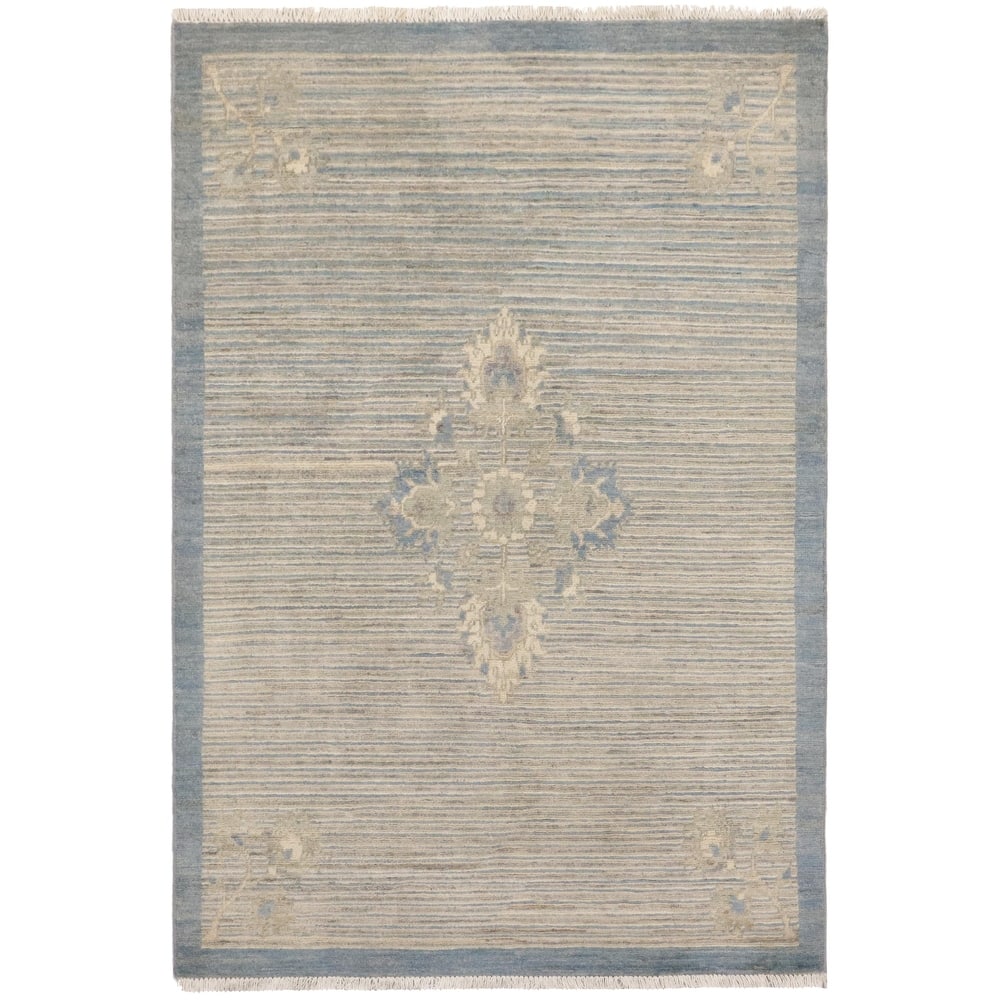 Vintage Inspired Gabbeh Floral Medallion Hand Knotted Area Rug