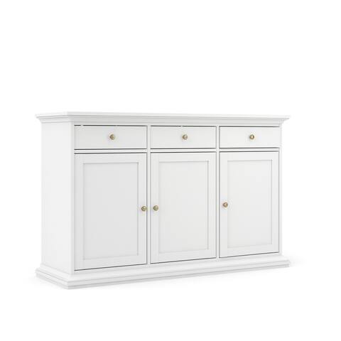 Porch & Den Virginia White Sideboard with 3 Doors and 3 Drawers