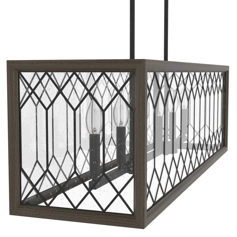 Hunter Chevron 6-Light Linear Chandelier - Dining Room, Island - Farmhouse, Transitional, Rustic, Lattice