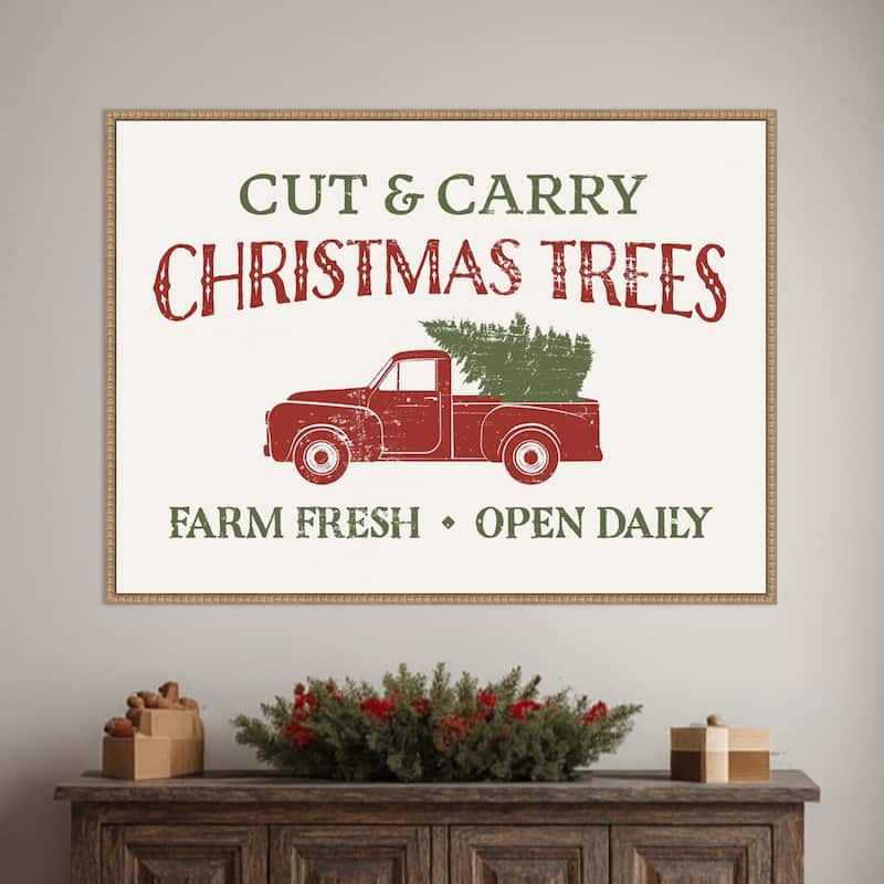 Christmas Farm Sign II by Victoria Barnes Framed Canvas Wall Art Print
