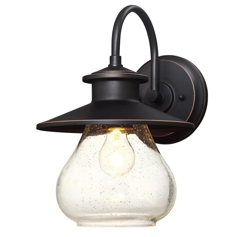 Westinghouse Delmont One-Light Outdoor Wall Fixture - Seeded - Oil Rubbed Bronze with Highlights
