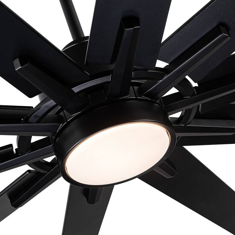 Silvester 72 in. Indoor Plywood Farmhouse Black Ceiling Fan with Integrated LED and Remote - 72 INCHES