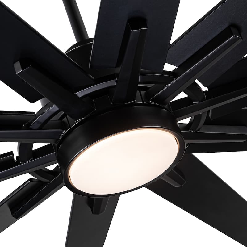 YUHAO 72 Inch Windmill Antique Black Industrial Wooden Large Ceiling Fans With LED Lights and Remote Control