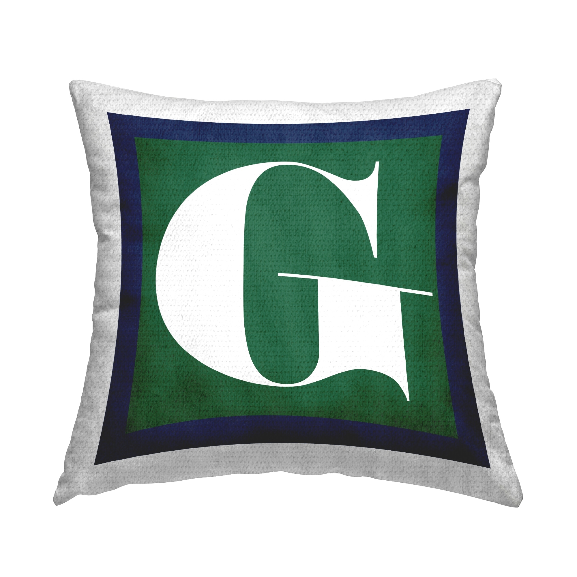 Stupell Green Initial Letter Printed Outdoor Throw Pillow Design by Lil' Rue
