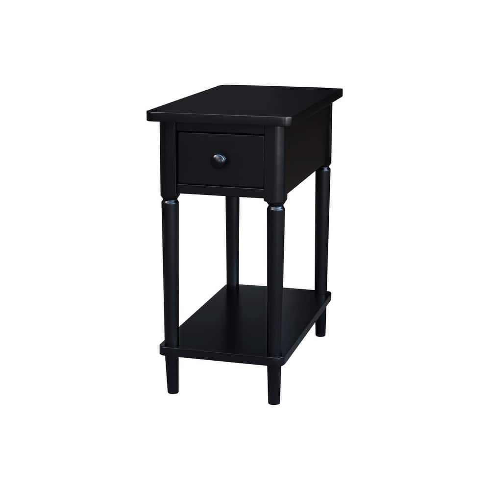 Narrow Solid Wood Side Table with Drawer
