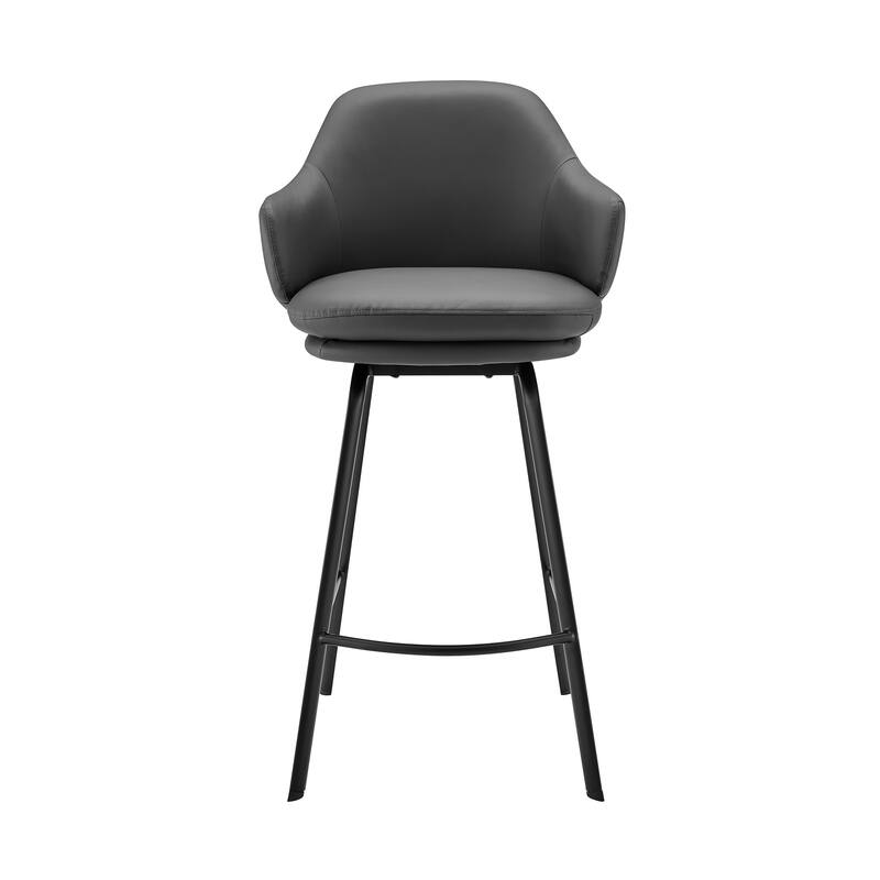 Brigden Faux Leather Upholstered Bar or Counter Swivel Stool - Black matte powder coating