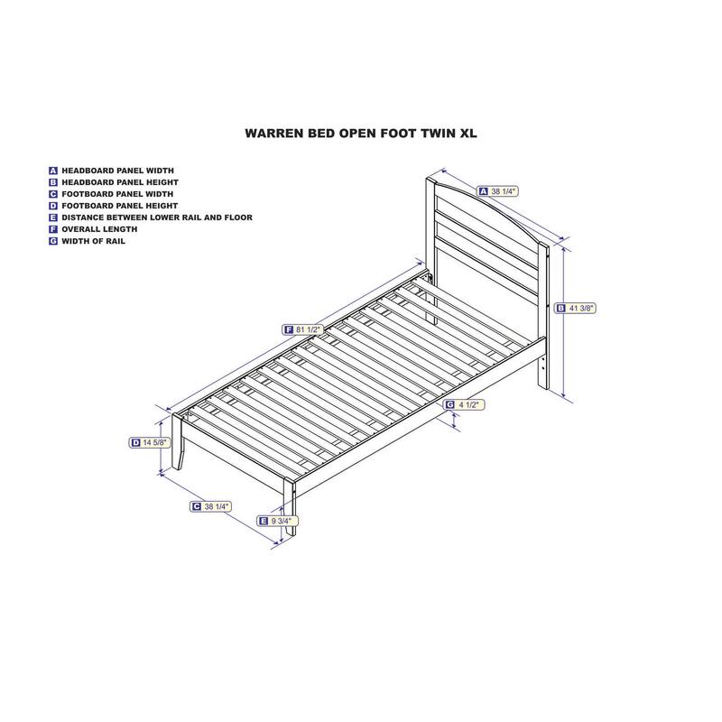 Twin XL Platform Bed - Grey Modern Design, Charging Station & Slat Kit