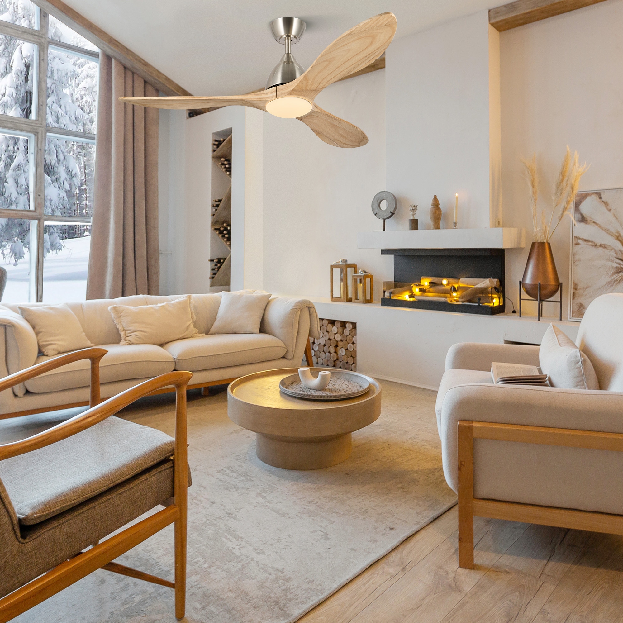 Style　SMART CO-Z Mid-century Modern 3 - Blade Smart LED Ceiling Fan with