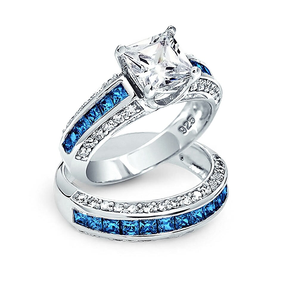 Shop 3ct Square Princess Cut Solitaire Aaa London Blue Aaa Cz Pave