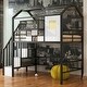 preview thumbnail 9 of 14, Stylish Metal Loft Bed with Space Saving Option with A Bottom Nook, Roof Design with Ladder and A Storage Box, Twin, Pink Black
