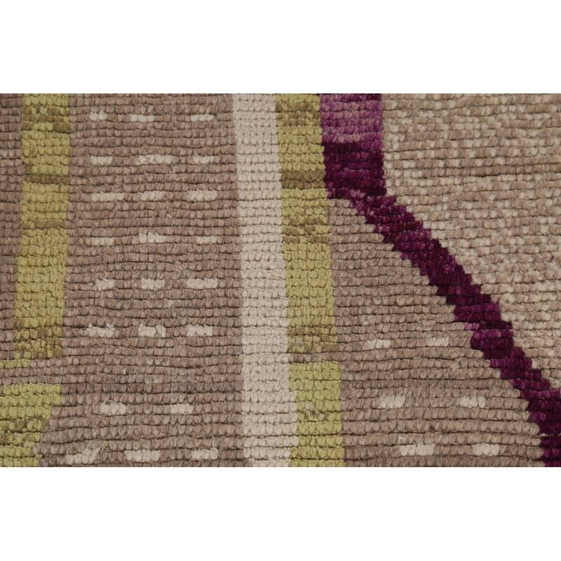 Earth Tone Moroccan Large Area Rug Handmade Beige Wool Carpet - 9'10"x 14'5"