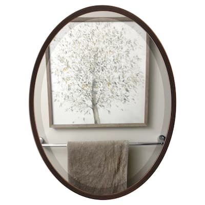 Lincoln Framed Oval Mirror - Rubbed Bronze - Rubbed Bronze