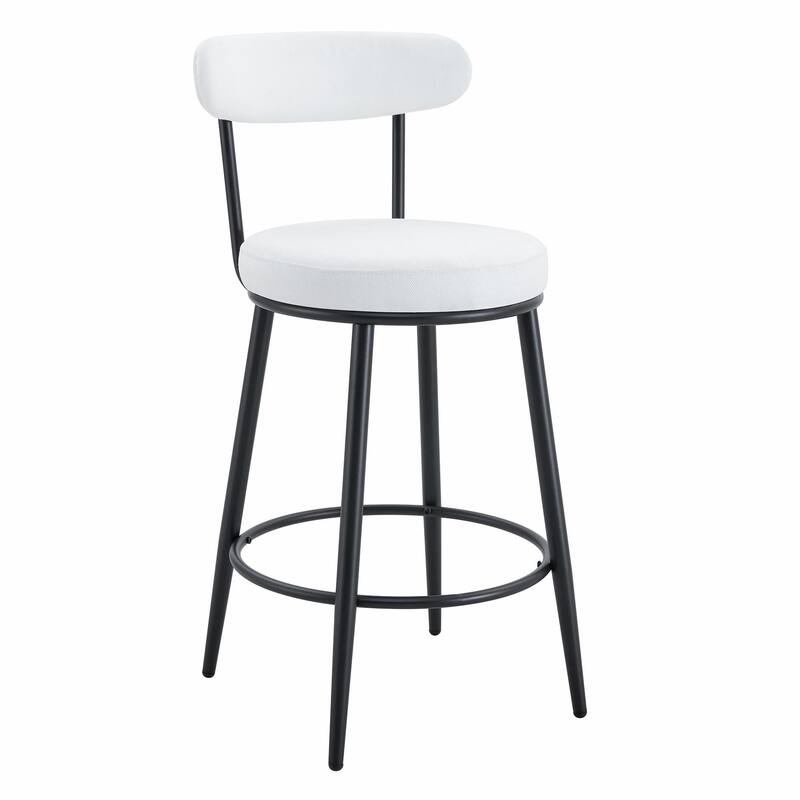 Modern High Stool with Gold-Plated Legs & Linen Seat