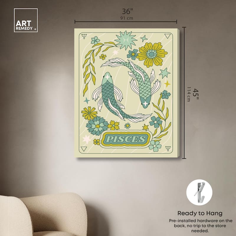 Pisces Stars Card Canvas by Art Remedy, Gallery Wrapped