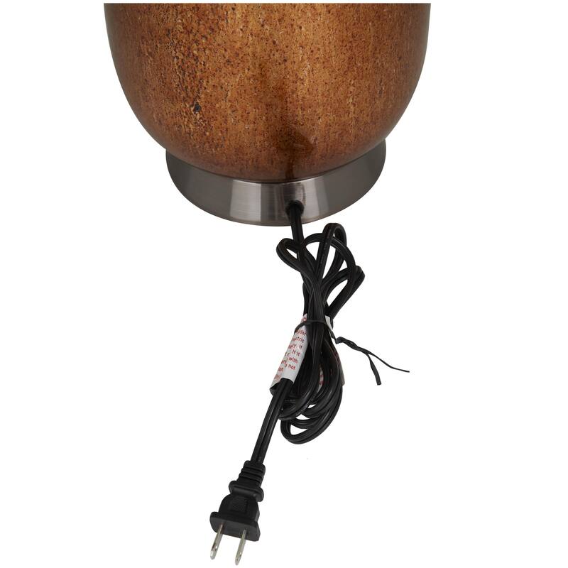 Glass Gourd Style Base Table Lamp with Tapered Shade - Copper - Roche River Decor - 16"W x 16"L x 26"H