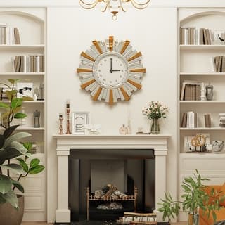Glass Wall Clock Mirrored Large Clcoks - 24"