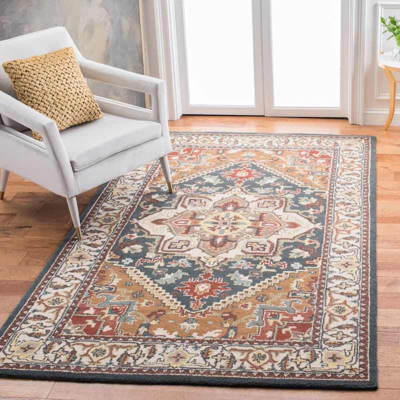 SAFAVIEH Handmade Heritage Carrol Traditional Oriental Wool Rug - 6' x 9' - Dark Green/Brown
