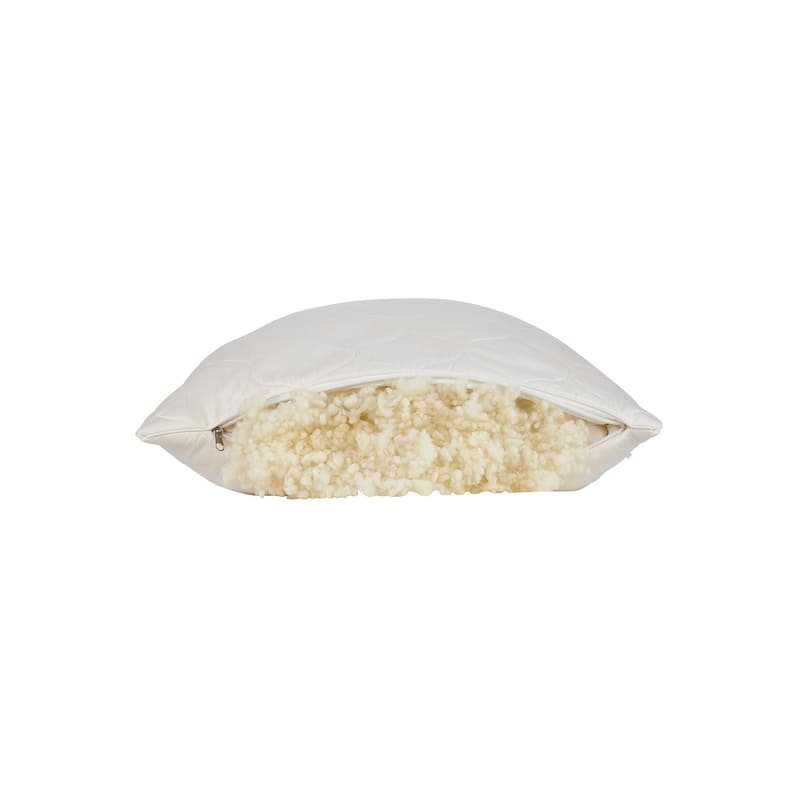 HomeRoots Cotton Wool Hypoallergenic King Size Bed Pillow - Ivory