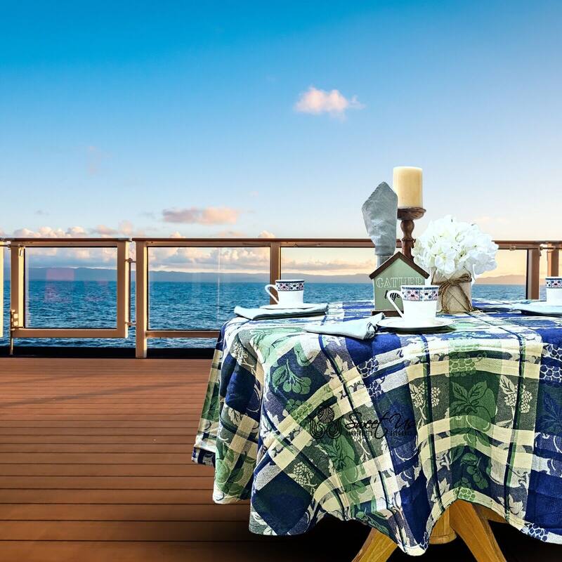 Plaid Jacquard Cotton Delicate Floral Tablecloth Collection