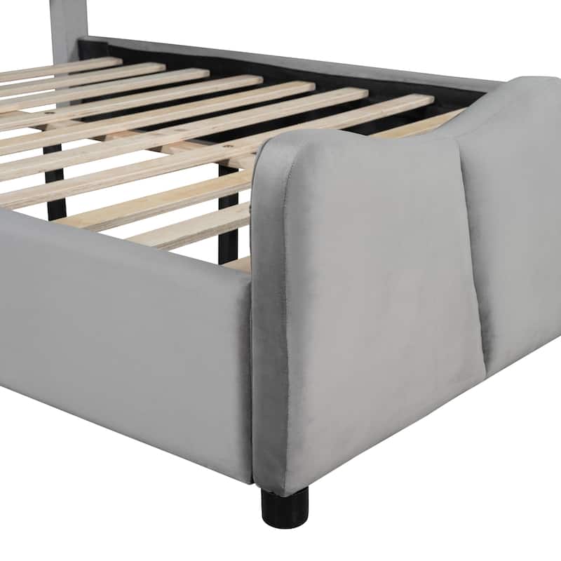 Full Size Upholstered Platform Bed Velvet