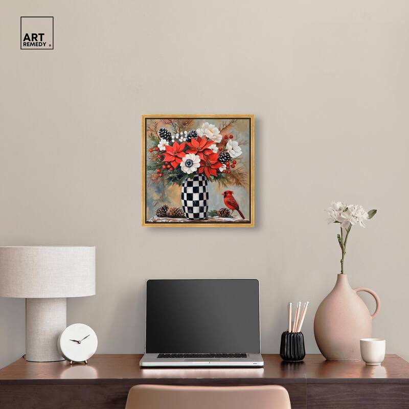 Checkerboard Vase Blooms II Canvas by Art Remedy