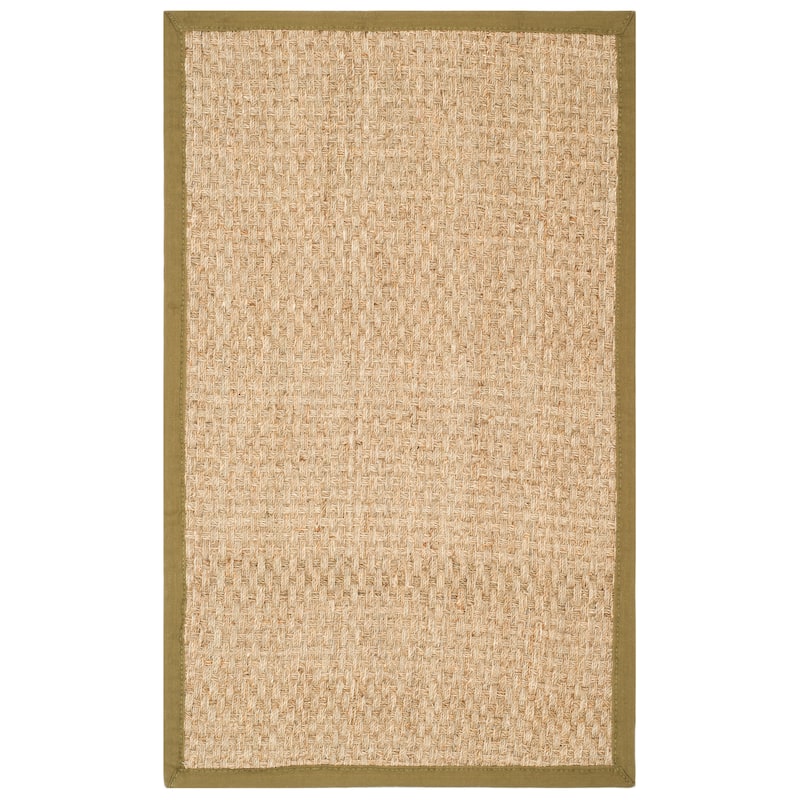 SAFAVIEH Natural Fiber Zymryd Basketweave Seagrass Rug - 4' x 6' - Natural/Olive