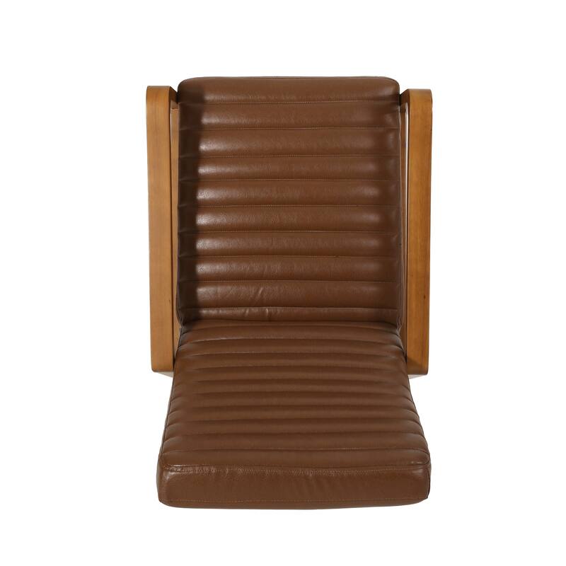 Small Wood Frame Recliner Club Chair with Retractable Footrest Living Room Lounge Armchair Upholstered Reading Chair for Bedroom