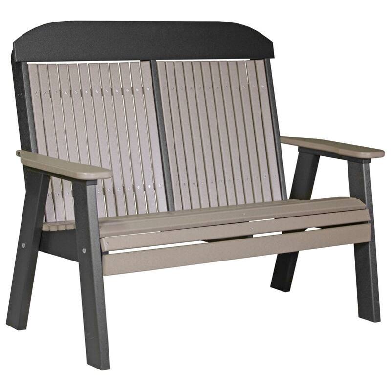 Poly Lumber Classic Bench - 4' - Weatherwood & Black