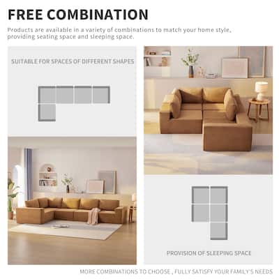 Grounded Modular Sofa Bed L Shaped Boneless Couch Set Cloud Sectional
