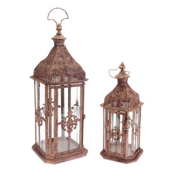 Shop Set Of 2 Brick Brown Antique Rustic Pillar Candle Holder
