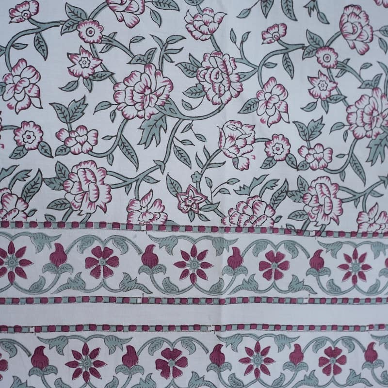 Fabdivine Handmade Block Print Cotton Brown Table Cover or Cloth Dining, Farmhouse & Kitchen Décor