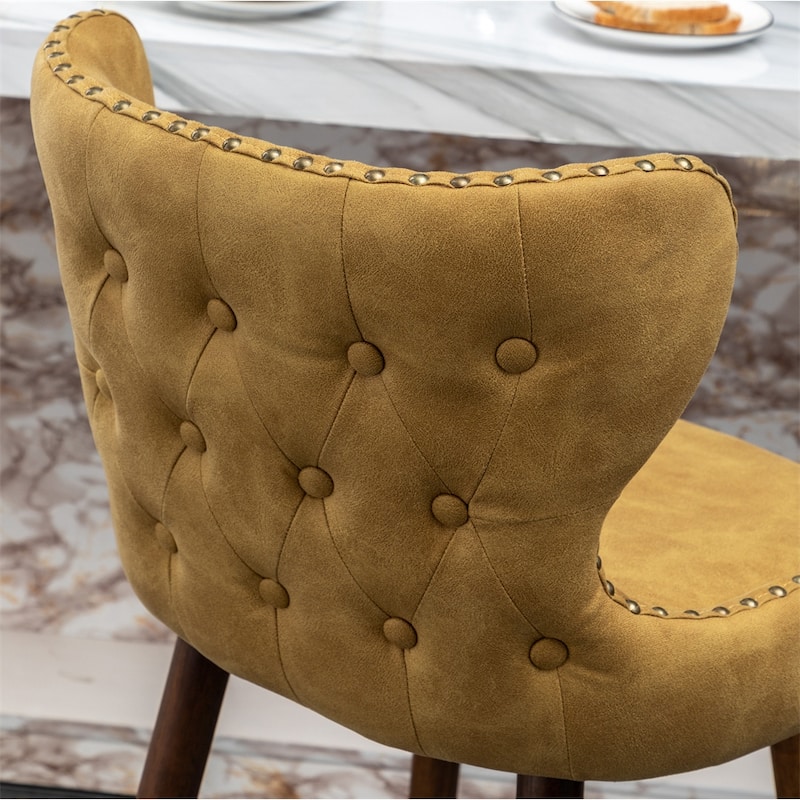 Modern Faux Leather Tufted Nailhead Trim Barstool Set of 2