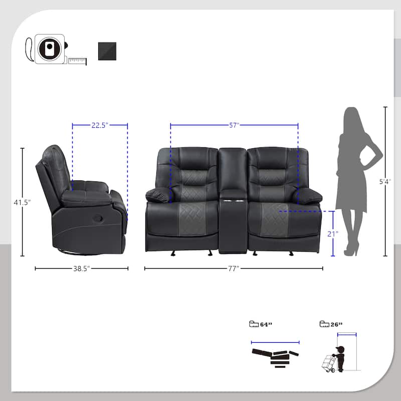 Emory 2-Piece Manual Reclining Living Room Sofa Set