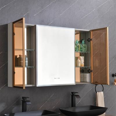 LED Large Aluminum Alloy Surface Mount Medicine Cabinet with Mirror