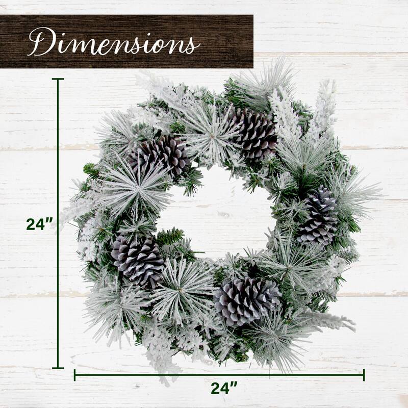 Fraser Hill Farm 24-in. Christmas Snow Flocked Wreath, Pinecones