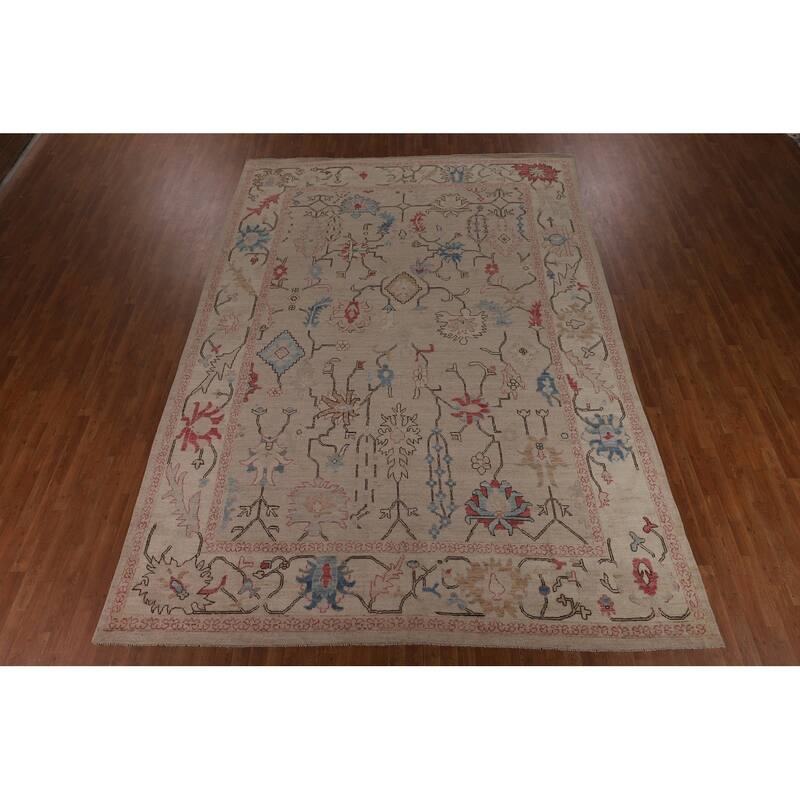 Vegetable Dye Oushak Oriental Large Area Rug Handmade Wool Carpet - 9'11"x 13'10"