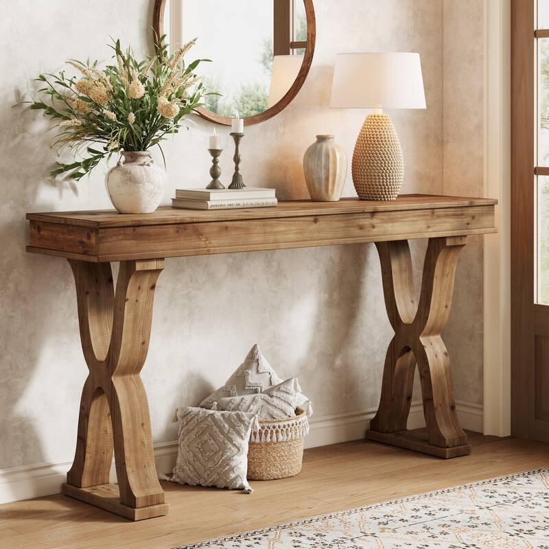 Solid Wood Console Table, Entryway Table, Long Sofa Side Hallway Foyer Table for Living Room
