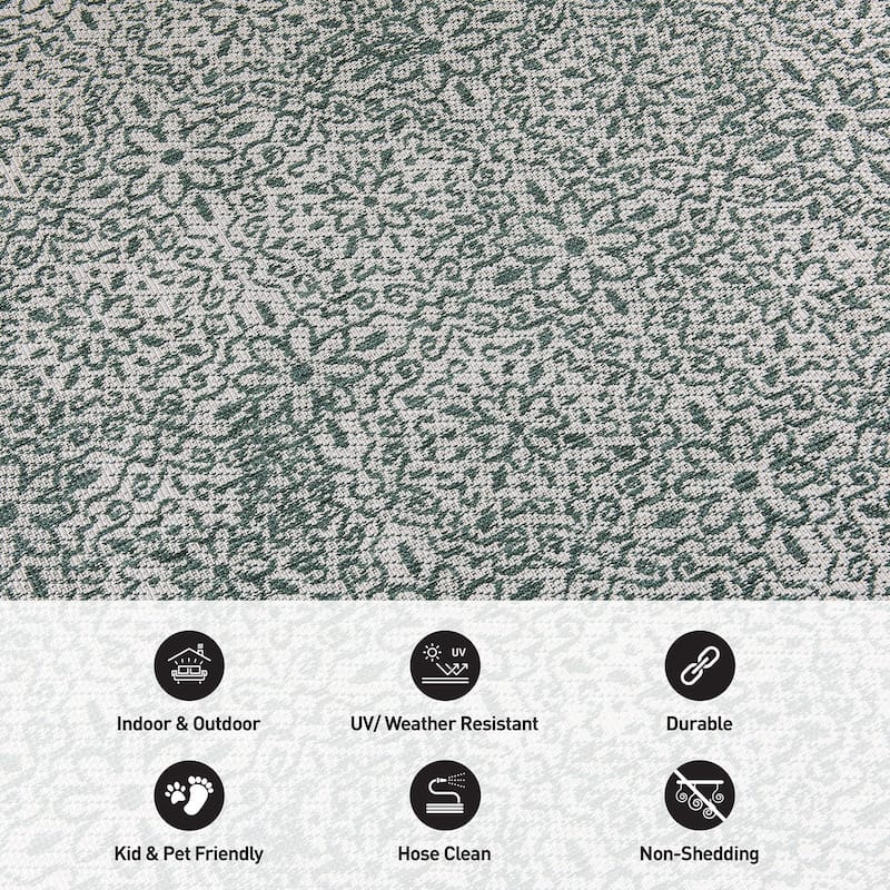 World Rug Gallery Contemporary Flowers Indoor/Outdoor Area Rug