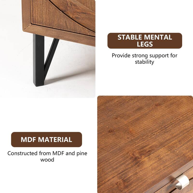 COSIEST Solid Wood Brown Nightstand Set with Drawers