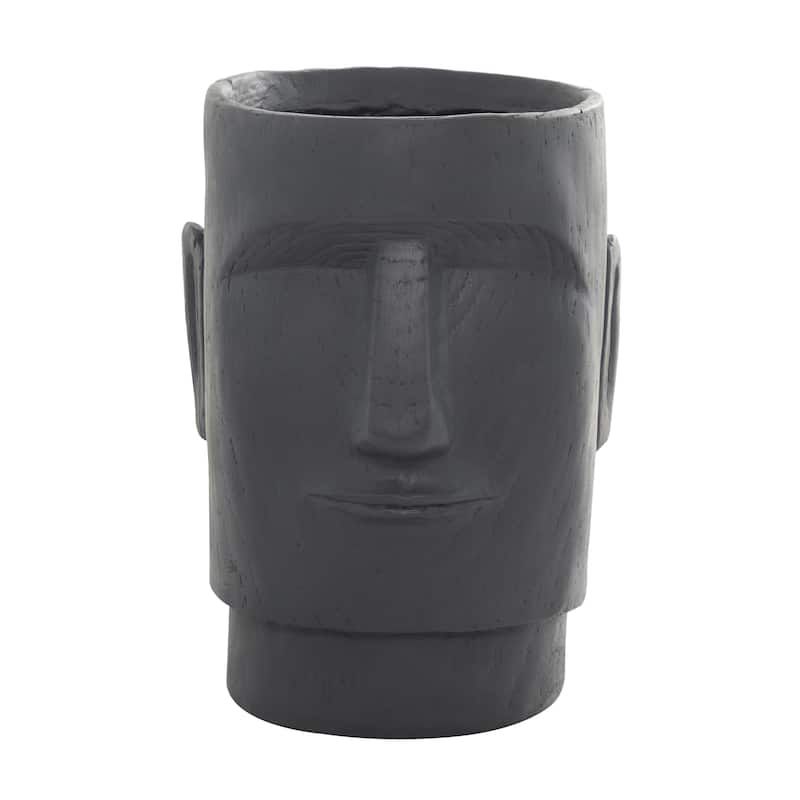 Magnesium Oxide Easter Island Head Indoor Outdoor Planter - Dark Gray or Brown - Roche River Decor - Dark Gray - 13"W, 18"H