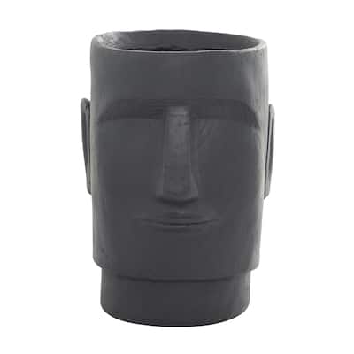 Magnesium Oxide Easter Island Head Indoor Outdoor Planter - Dark Gray or Brown - Roche River Decor