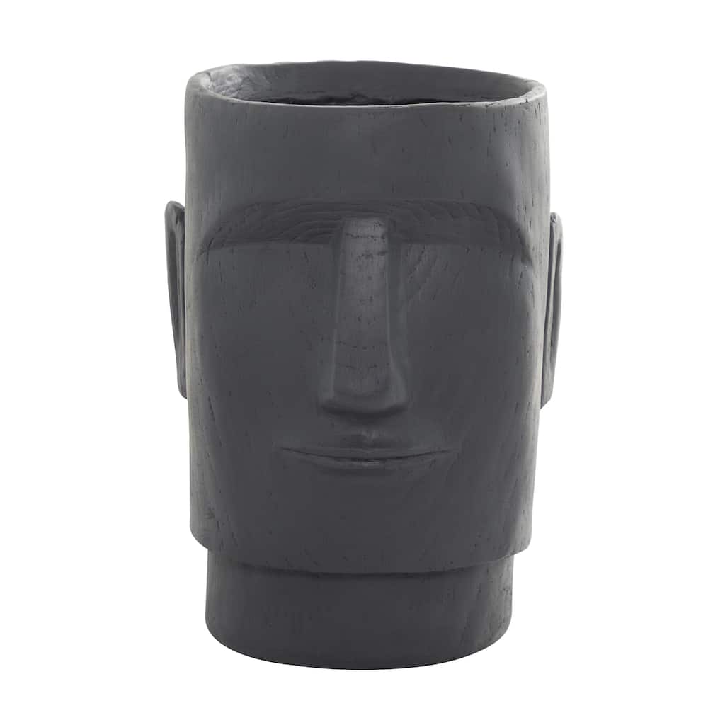 Magnesium Oxide Easter Island Head Indoor Outdoor Planter - Dark Gray or Brown - Roche River Decor