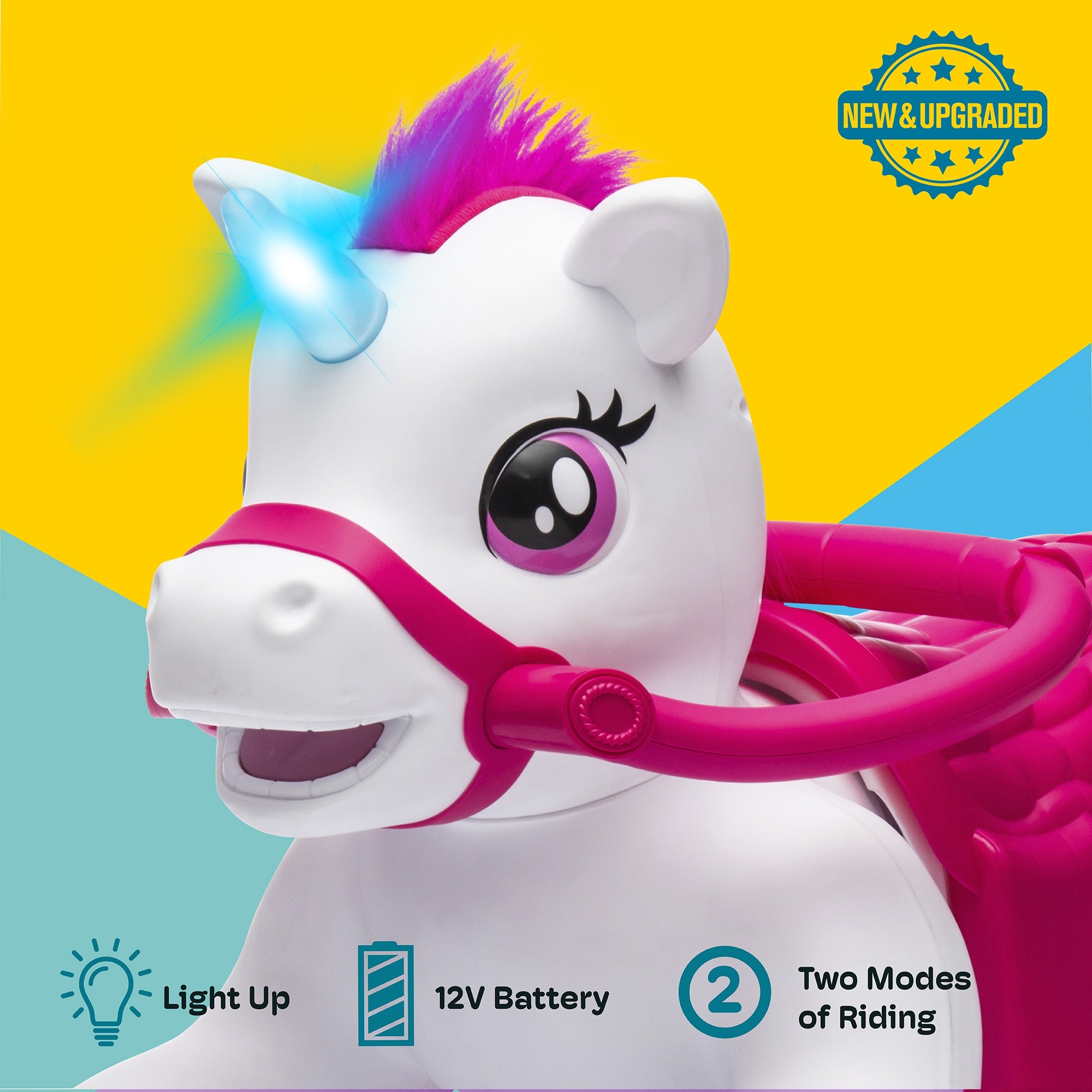 Kidzone 12V Electric Unicorn Ride-On Car, White/ Purple - Bed Bath