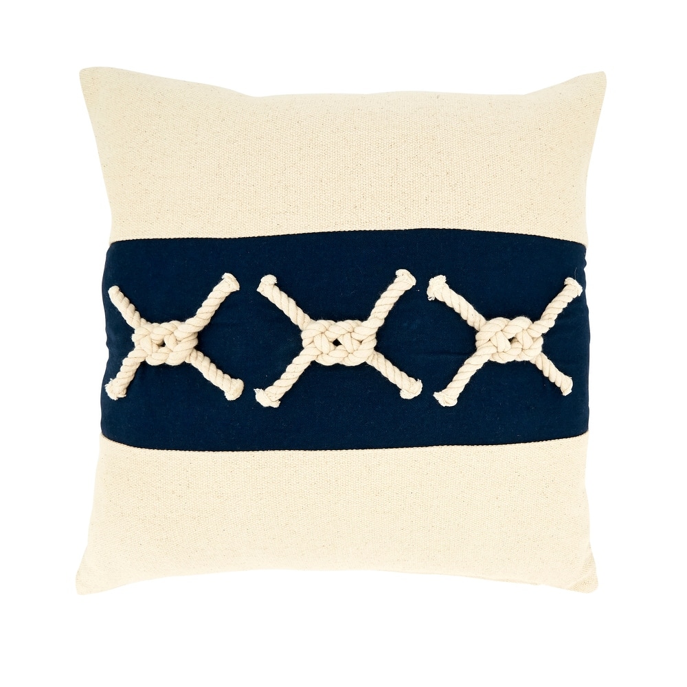 Throw Pillow With Rope Knots Applique