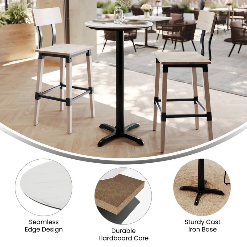 Commercial HPL Tabletop with Bar Height Crisscross Base