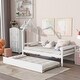 preview thumbnail 6 of 7, Twin Size Daybed with Trundle, Wooden Platform Bed Frame with House-Shaped Headboard and Fence Guardrails for Kids Boys Girls