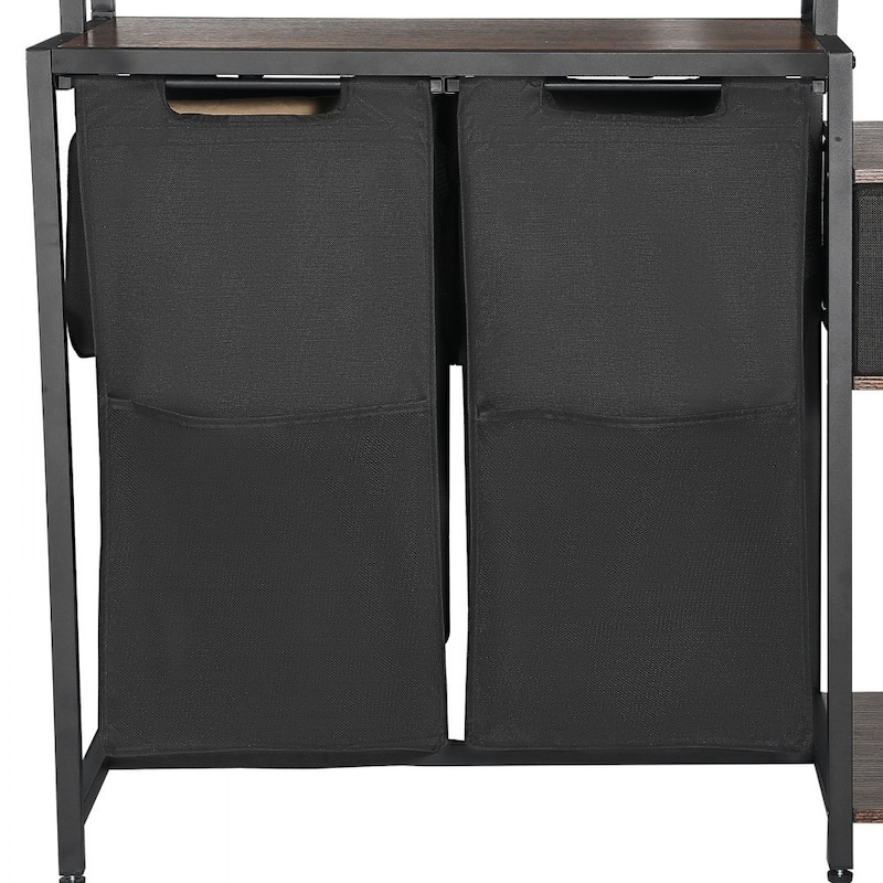 3-Tier Laundry Sorter with Rack Tall Laundry Hamper with Shelves 2 Section - 37.01 x 15.35 x 66.14 in